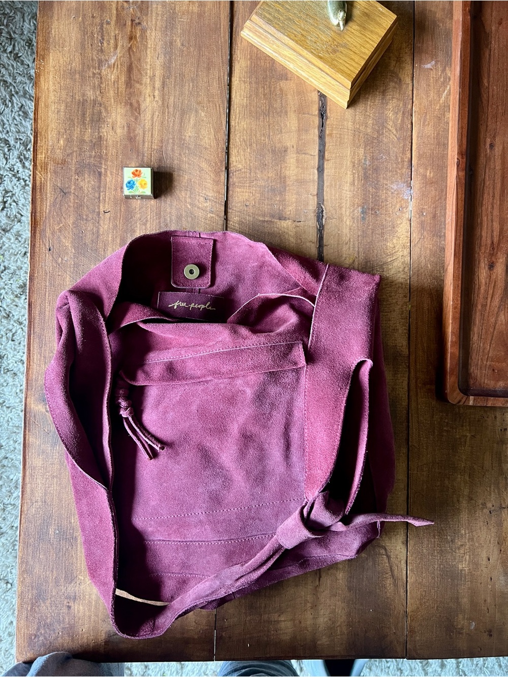 The Free People Jessa Suede Carryall in Wild Mulberry - 100% Leather - Picture 7 of 10